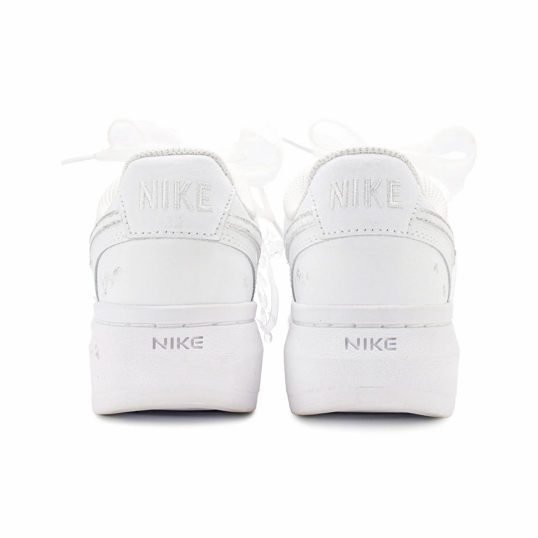 Custom Court White Sequined Crystal Flowers Lace Wedding Shoes