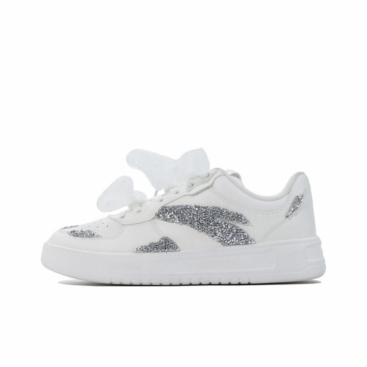 Custom Anta White Sliver Sequins Wedding Shoes