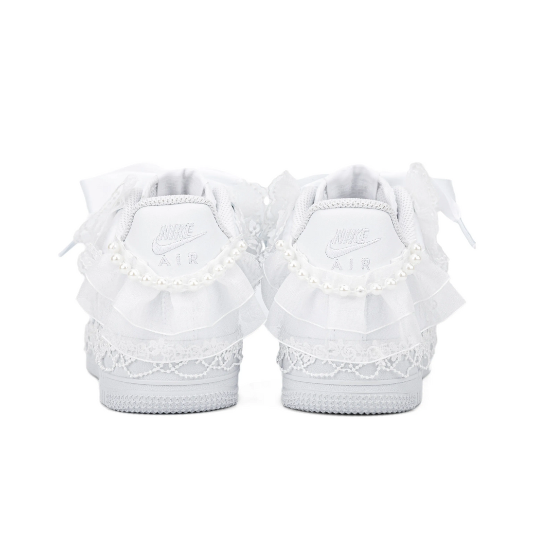 Custom Air Force 1 White Butterflies Pearls Lace Wedding Shoes