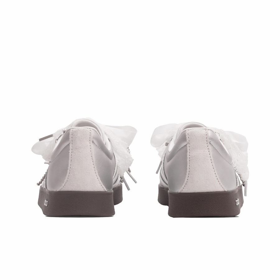 Sliver-grey White Lace Wedding Shoes - Adidas Samba Custom