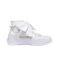 Custom Converse White Flower Embroidery Lace Pearls Wedding Shoes