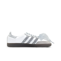 White Sliver Grey Diamonds Wedding Shoes - Adidas Samba Custom