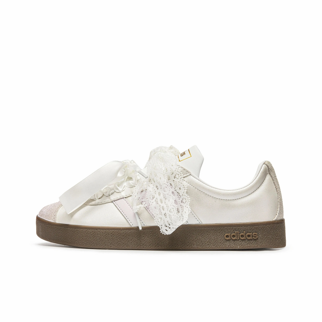 Sliver Baby Pink Lace Wedding Shoes - Adidas Samba Custom