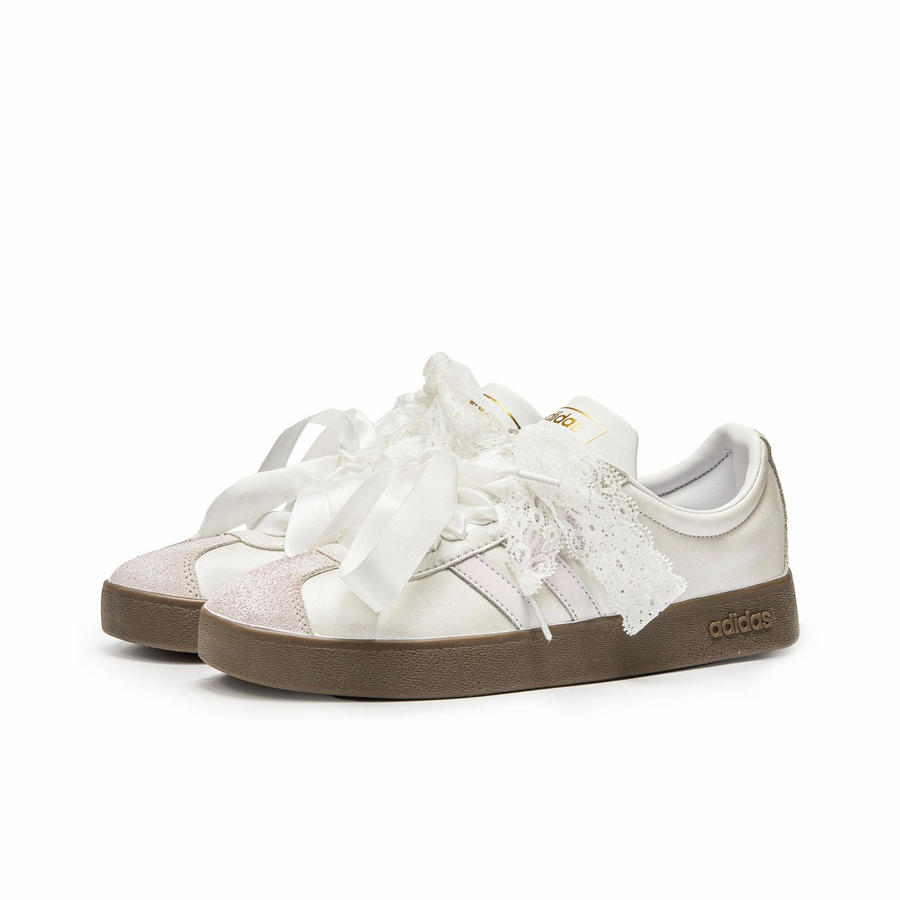 Sliver Baby Pink Lace Wedding Shoes - Adidas Samba Custom