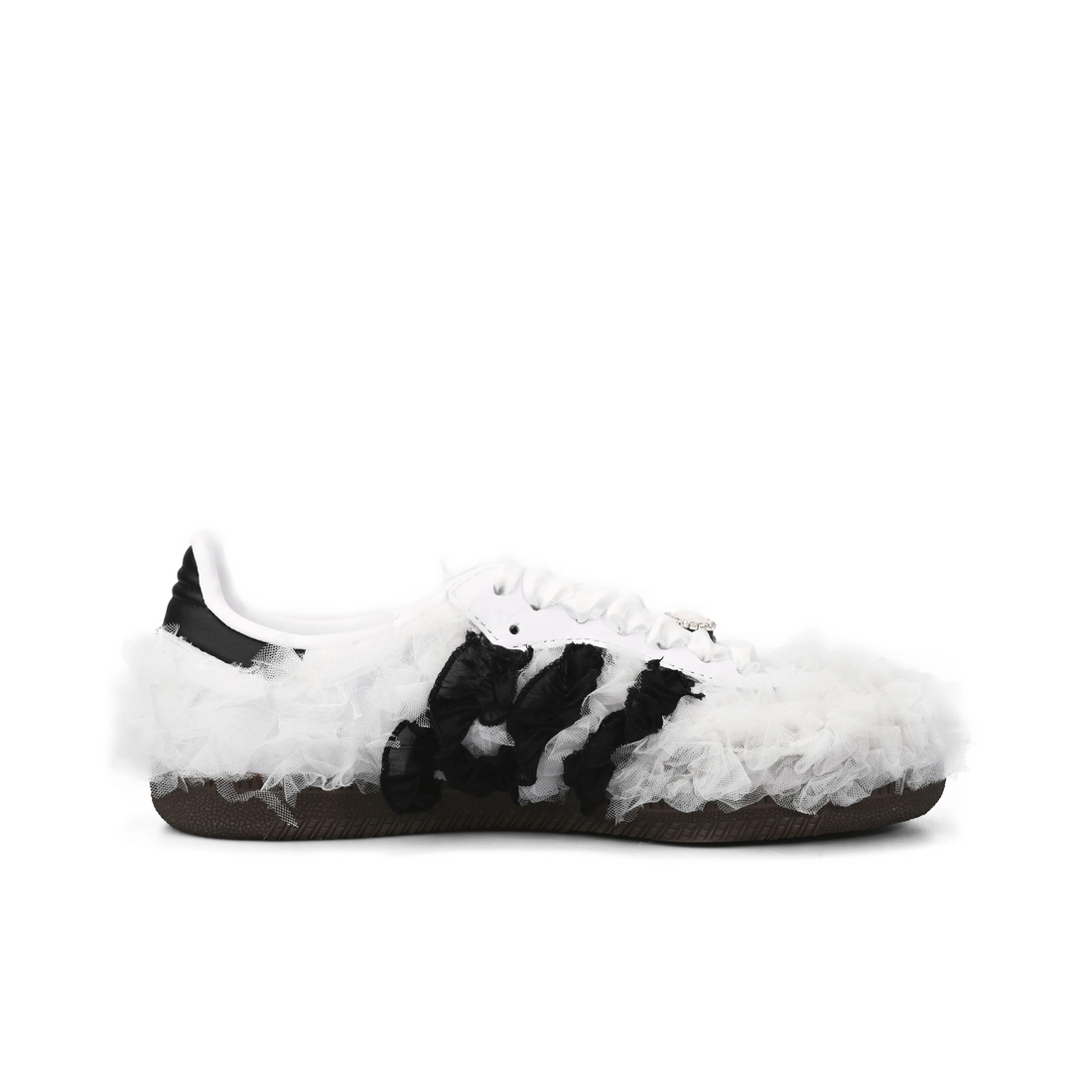 White Black Lace Wedding Shoes - Adidas Samba Custom