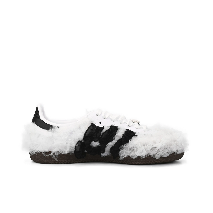 White Black Lace Wedding Shoes - Adidas Samba Custom