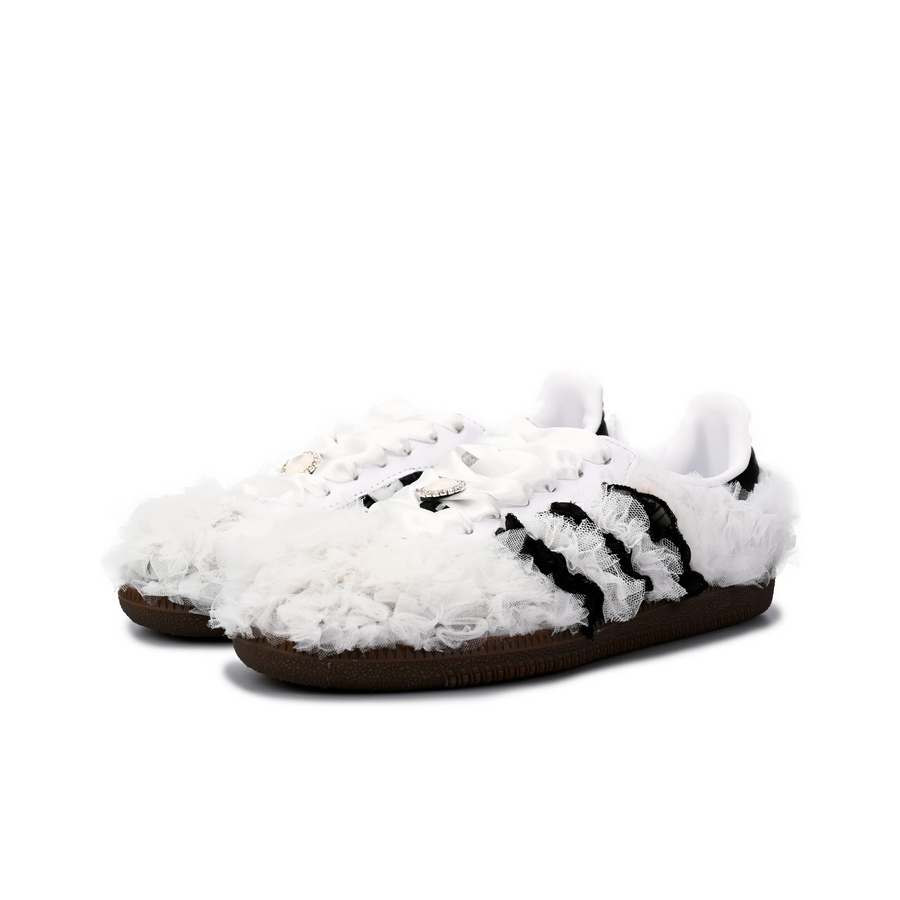White Black Lace Wedding Shoes - Adidas Samba Custom
