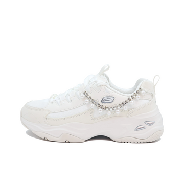 Custom Skechers White Pearl Chain Wedding Shoes