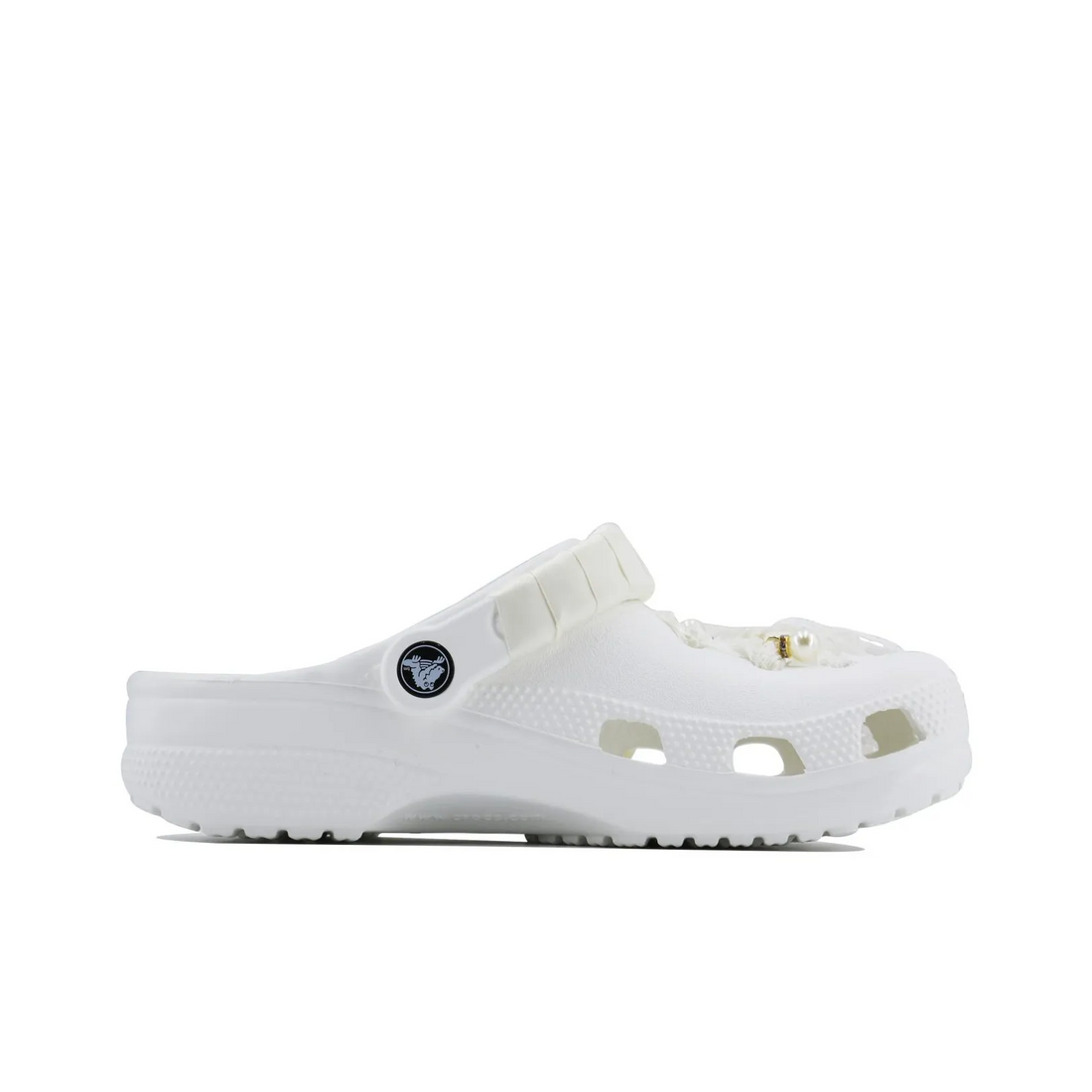 Custom Crocs White Lace Bow With Pearls Wedding Shoes
