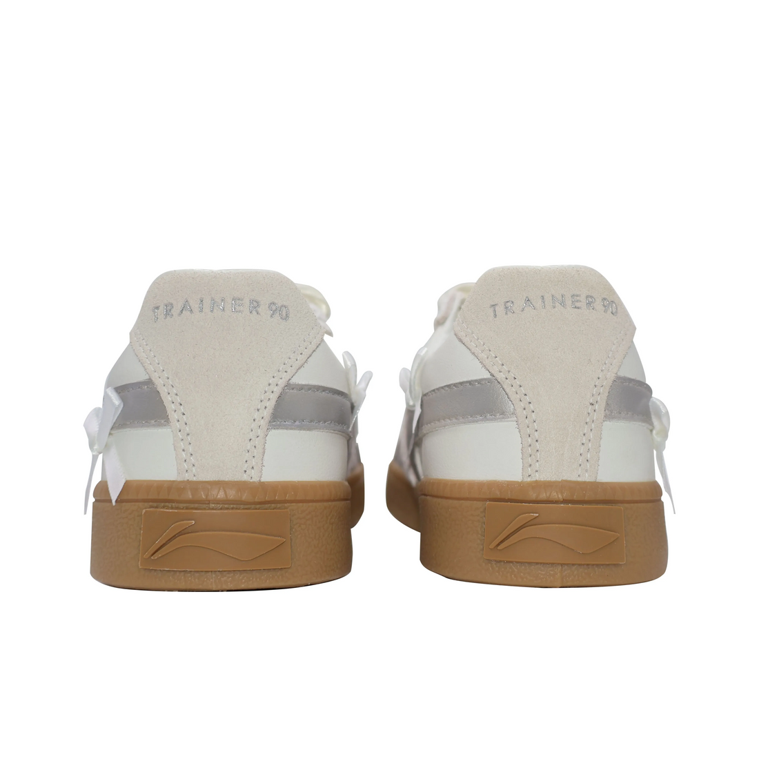 Custom LiNing White Sliver Lace Bow Wedding Shoes