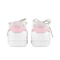 Custom Adidas Pink White Pearls Wedding Shoes