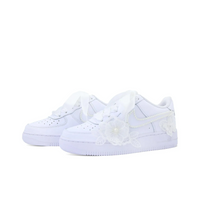 Custom Air Force 1 White Lace Flower Butterfly Pearls Wedding Shoes