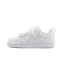 Custom Air Jordan 1 White Lace Bow Pearls Wedding Shoes