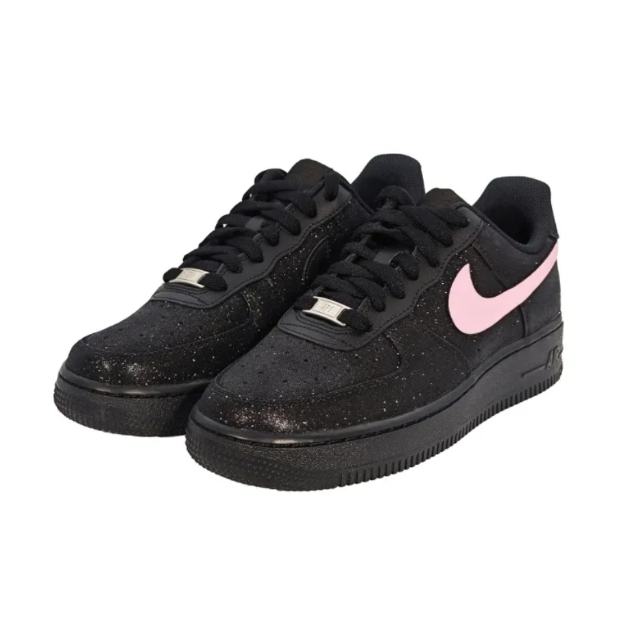 Custom Air Force 1 Low Black Bling Pink Swoosh