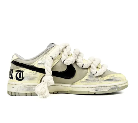 Custom Dunk Extra Thick Lace Black Swoosh Gothic