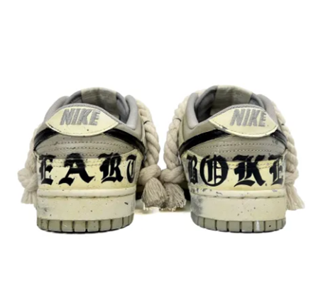 Custom Dunk Extra Thick Lace Black Swoosh Gothic
