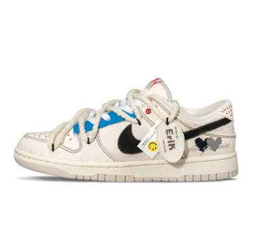 Custom Dunk Extra Lace Blue Black Heart White