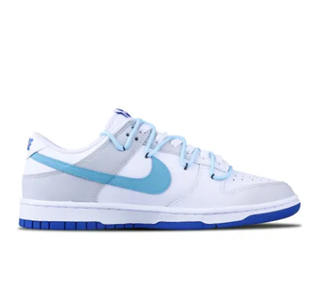 Custom Dunk Extra Lace Blue White Gray Boom Font