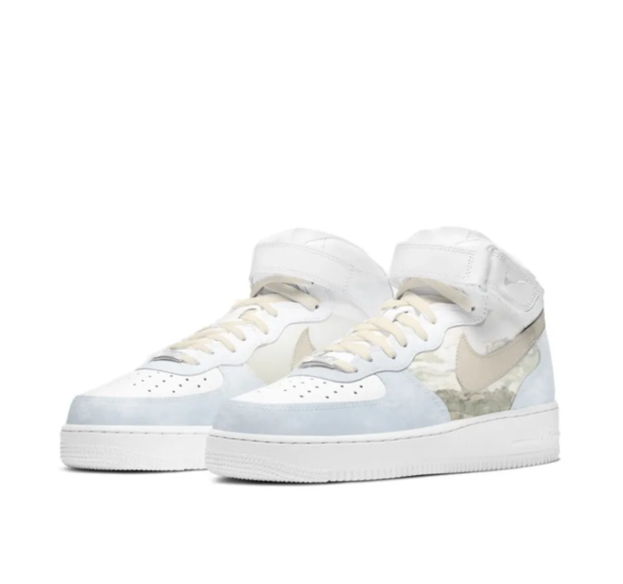 Custom Air Force 1 Mid Cornfield Blue Khaki