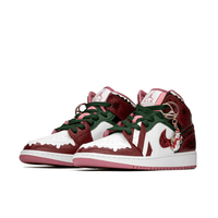 Custom Air Jordan 1 Christmas Dark Red White Snowman Pendant