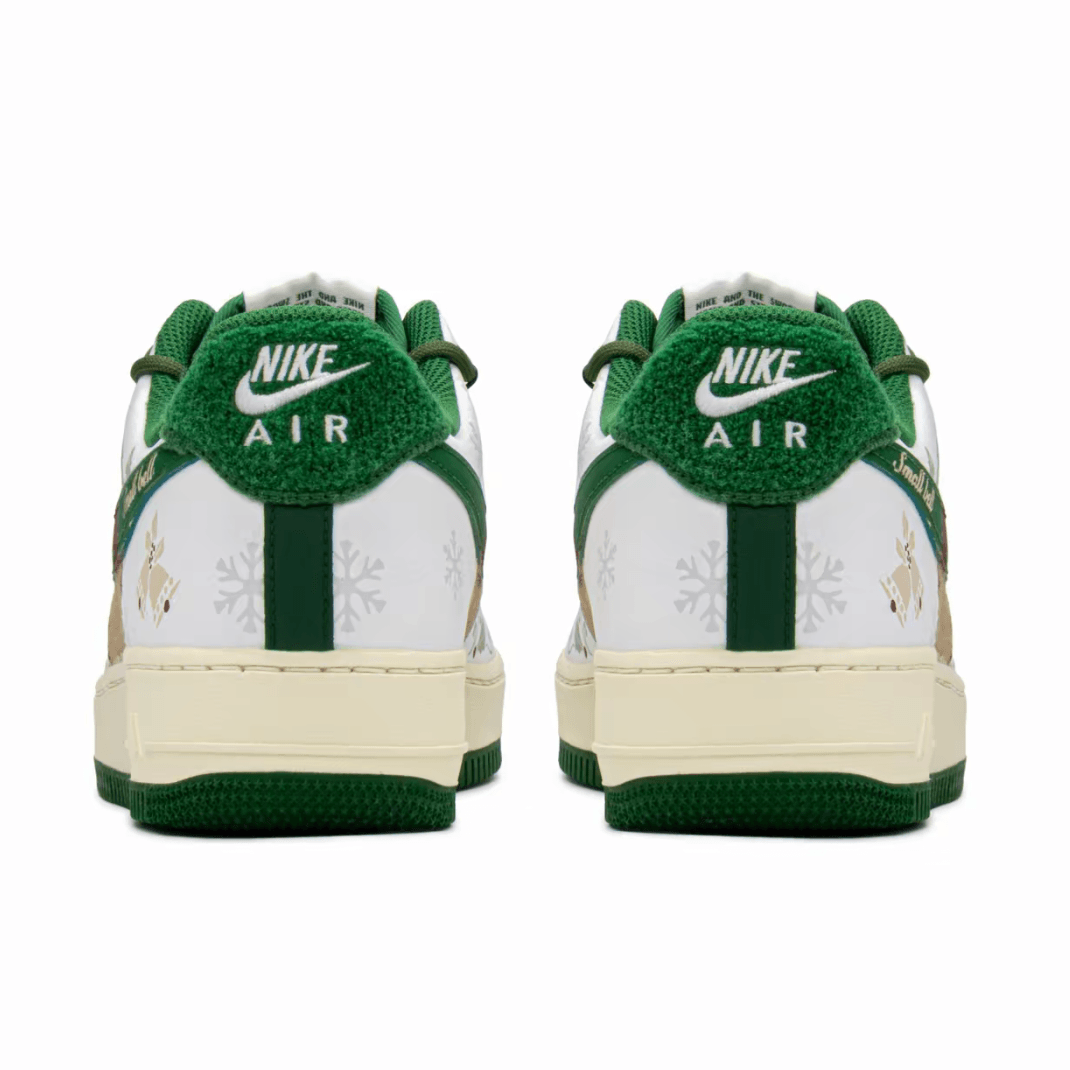 Custom Air Force 1 Christmas Light Brown Green Red Christmas Tree Snowflake Print