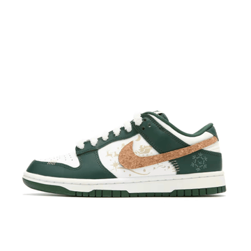 Custom Dunk Christmas Green White Gold Elk Sleigh Santa Claus Print